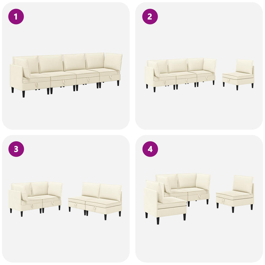 Woonkamer Meubelset 4 pcs Crèmekleurig Stof