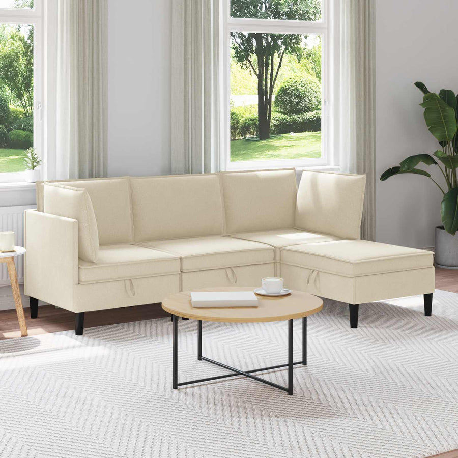 Woonkamer Meubelset 4 pcs Crèmekleurig Stof