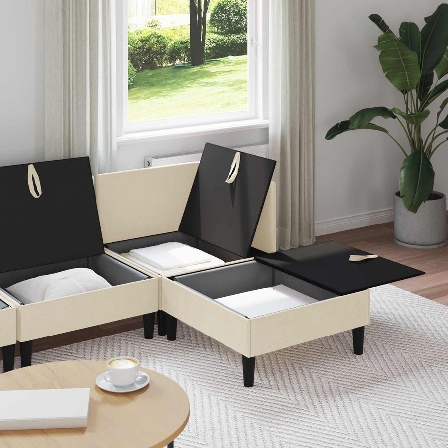 Woonkamer Meubelset 4 pcs Crèmekleurig Stof