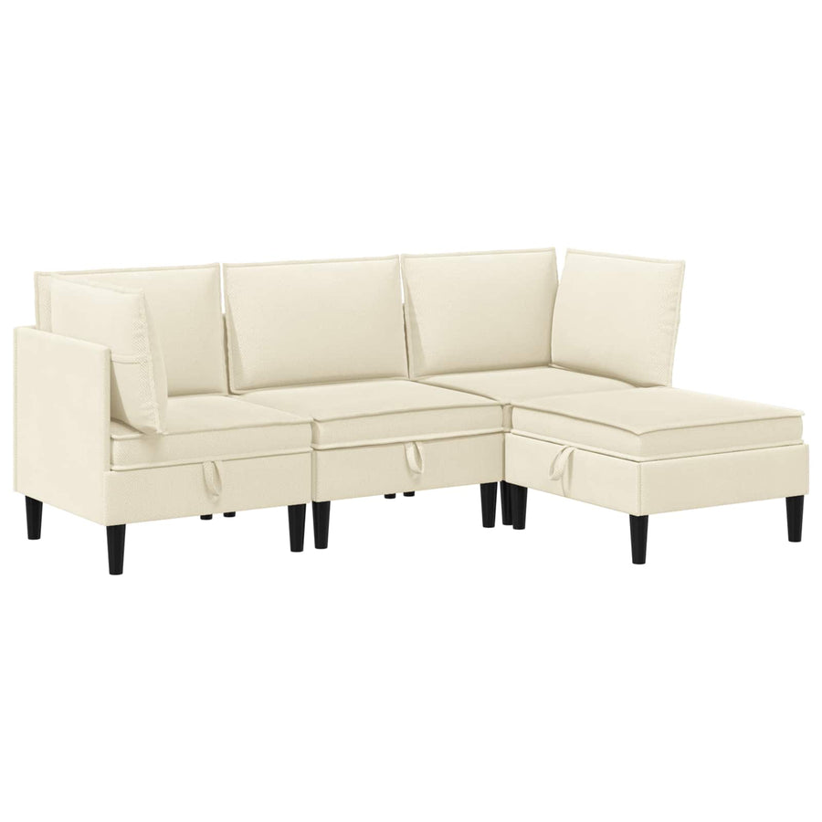 Woonkamer Meubelset 4 pcs Crèmekleurig Stof