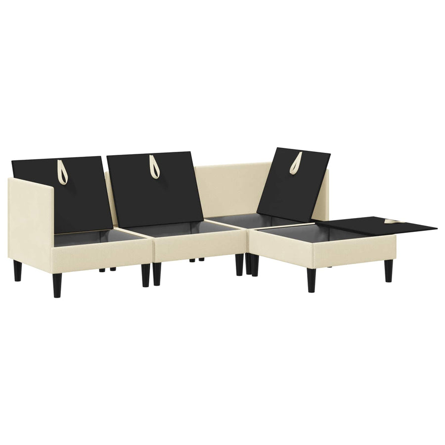 Woonkamer Meubelset 4 pcs Crèmekleurig Stof