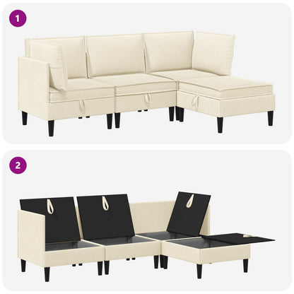Woonkamer Meubelset 4 pcs Crèmekleurig Stof