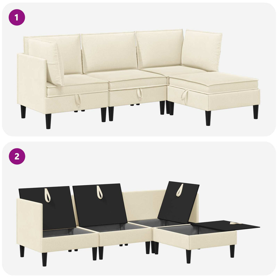 Woonkamer Meubelset 4 pcs Crèmekleurig Stof
