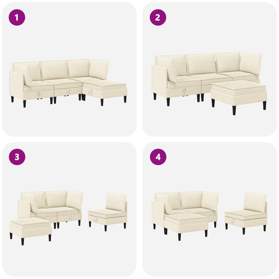 Woonkamer Meubelset 4 pcs Crèmekleurig Stof