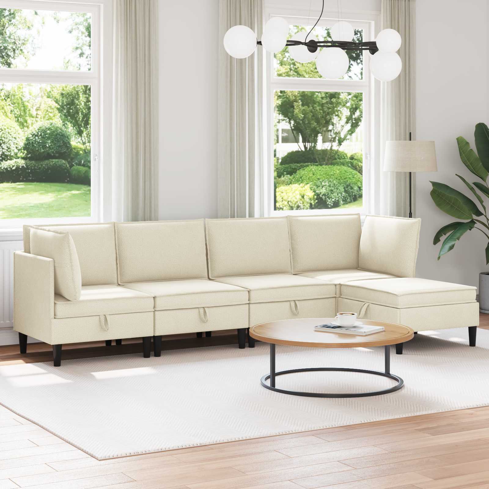 Woonkamer Meubelset 5 pcs Crèmekleurig Stof