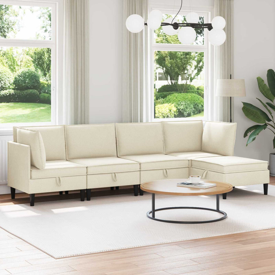Woonkamer Meubelset 5 pcs Crèmekleurig Stof