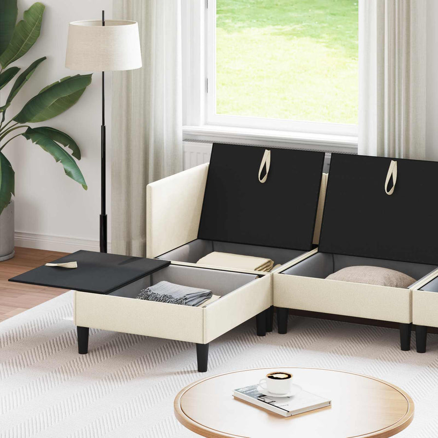 Woonkamer Meubelset 5 pcs Crèmekleurig Stof