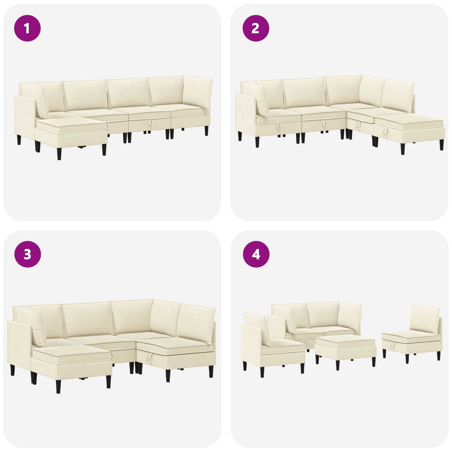 Woonkamer Meubelset 5 pcs Crèmekleurig Stof