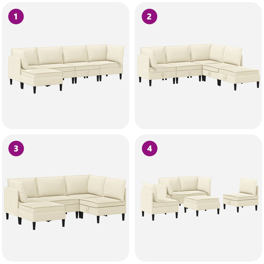 Woonkamer Meubelset 5 pcs Crèmekleurig Stof
