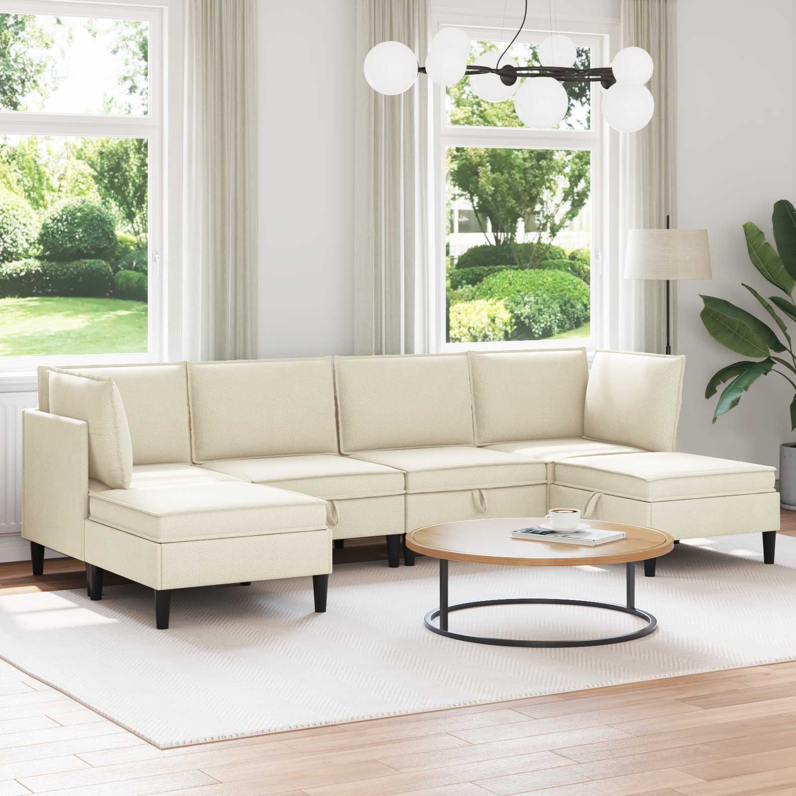 Woonkamer Meubelset 6 pcs Crèmekleurig Stof