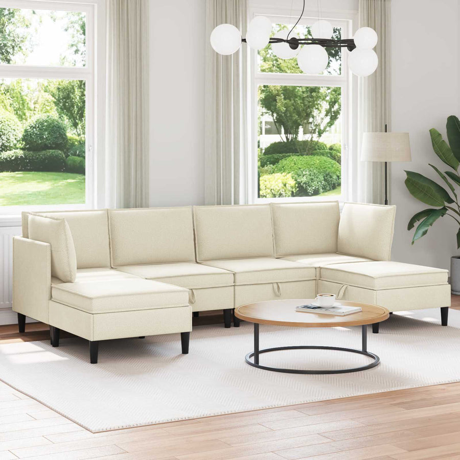 Woonkamer Meubelset 6 pcs Crèmekleurig Stof
