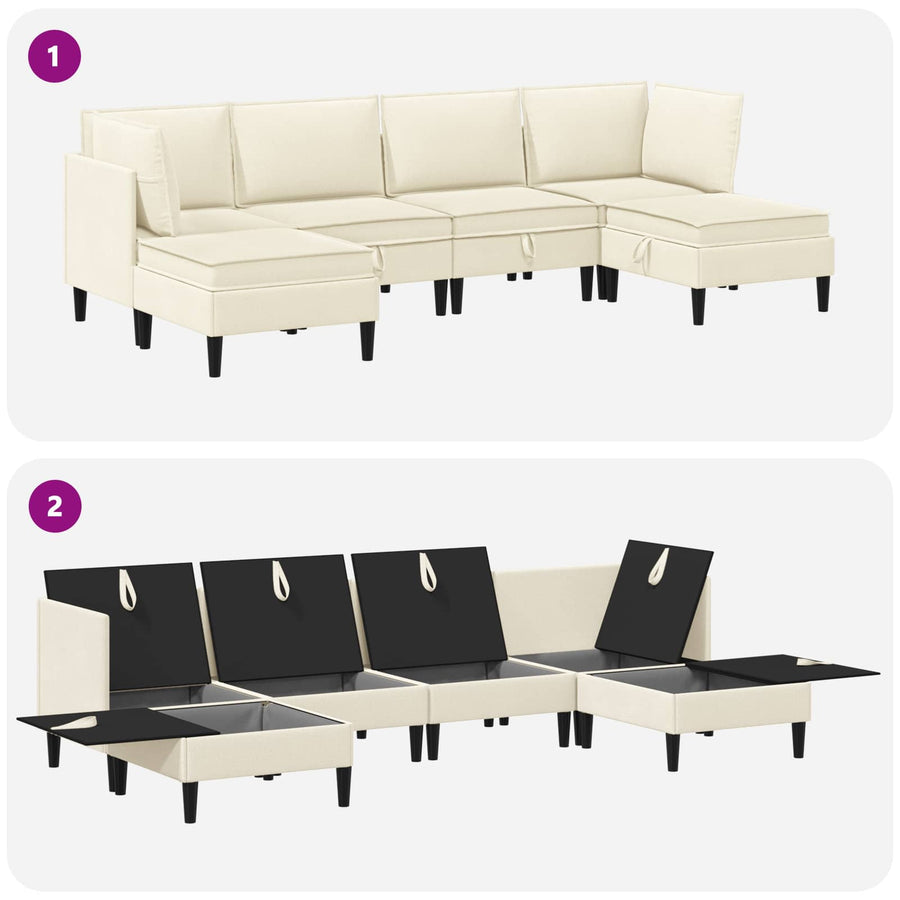 Woonkamer Meubelset 6 pcs Crèmekleurig Stof