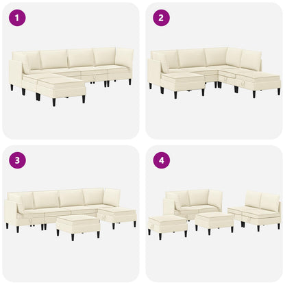 Woonkamer Meubelset 6 pcs Crèmekleurig Stof