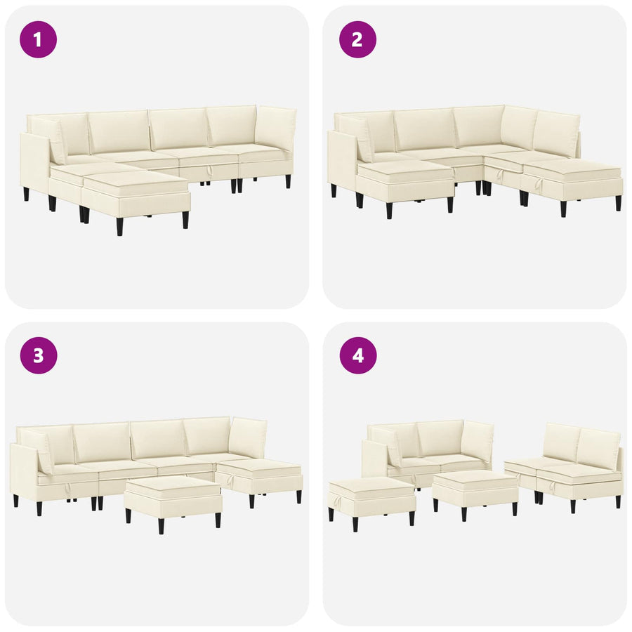 Woonkamer Meubelset 6 pcs Crèmekleurig Stof
