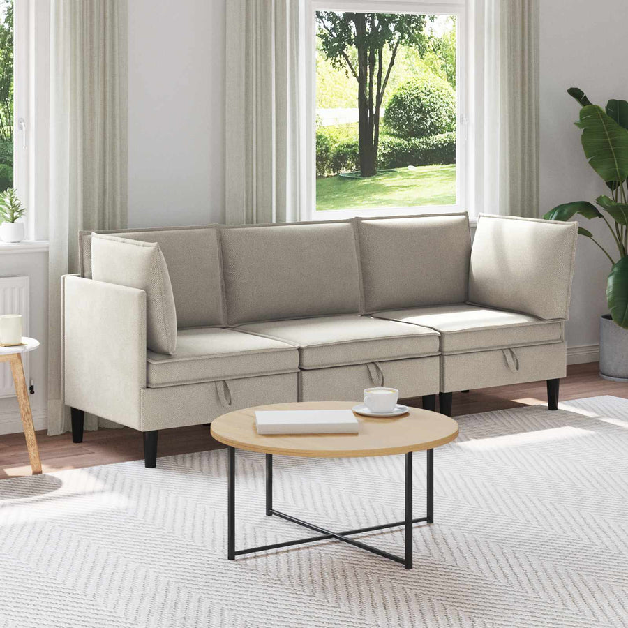 Woonkamer Meubelset 3 pcs Havermout Stof