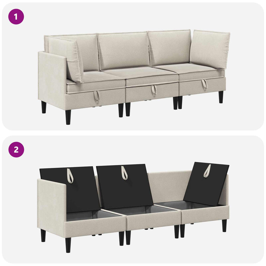 Woonkamer Meubelset 3 pcs Havermout Stof