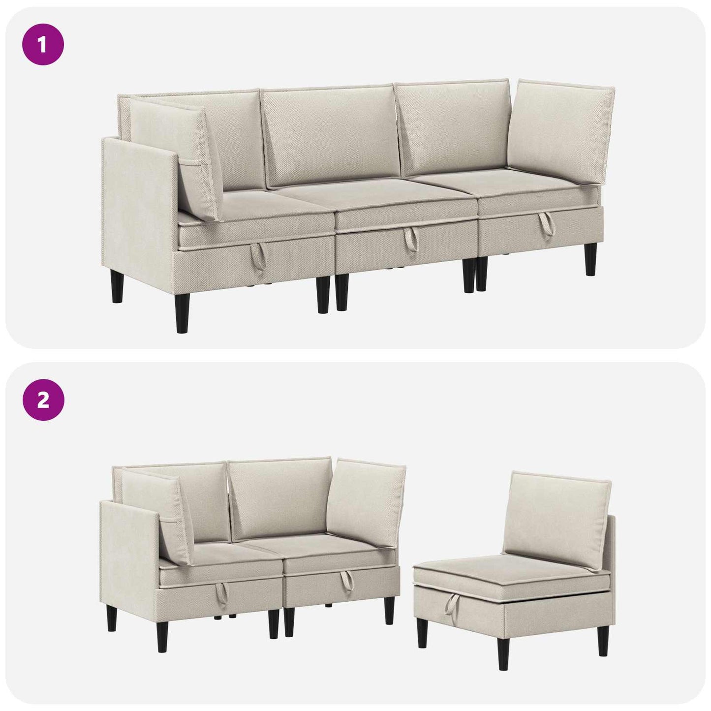 Woonkamer Meubelset 3 pcs Havermout Stof