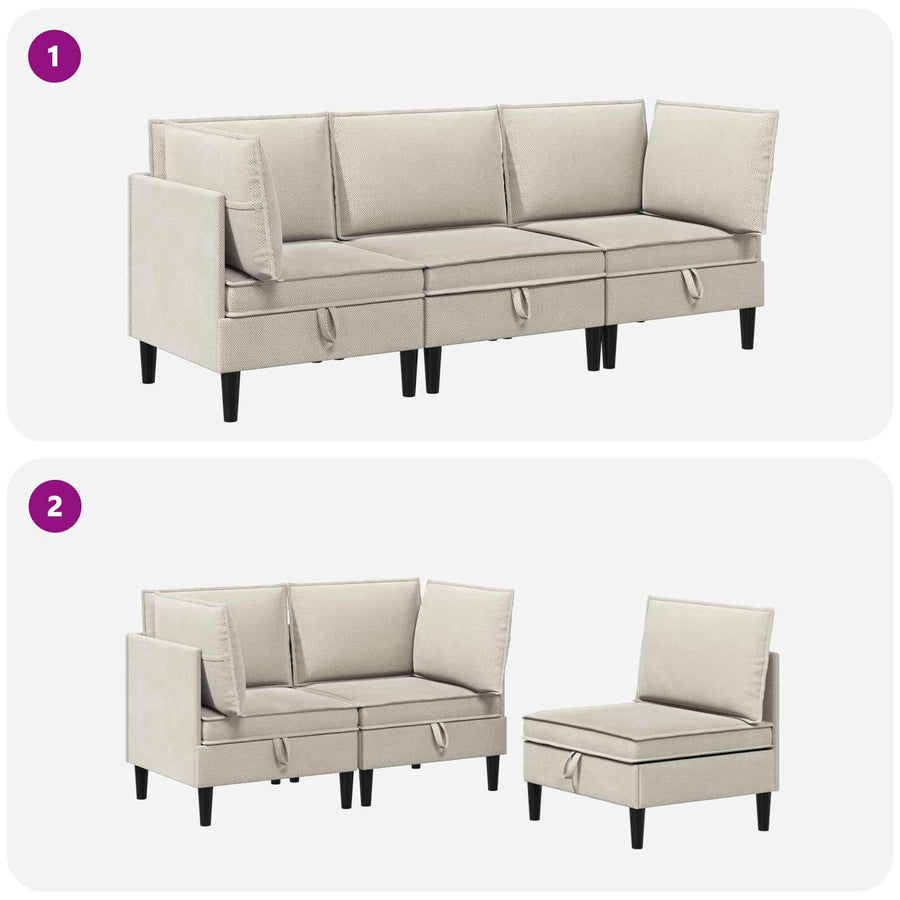 Woonkamer Meubelset 3 pcs Havermout Stof