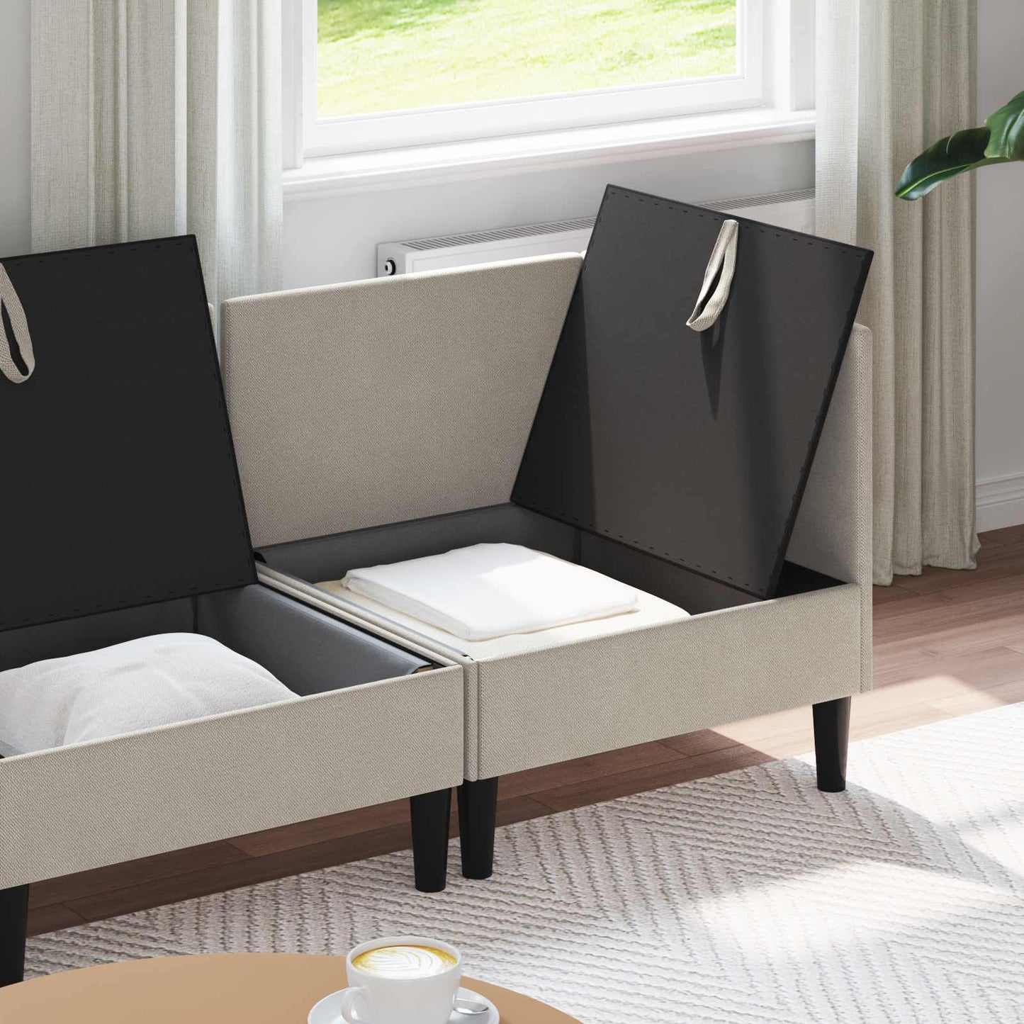 Woonkamer Meubelset 4 pcs Havermout Stof