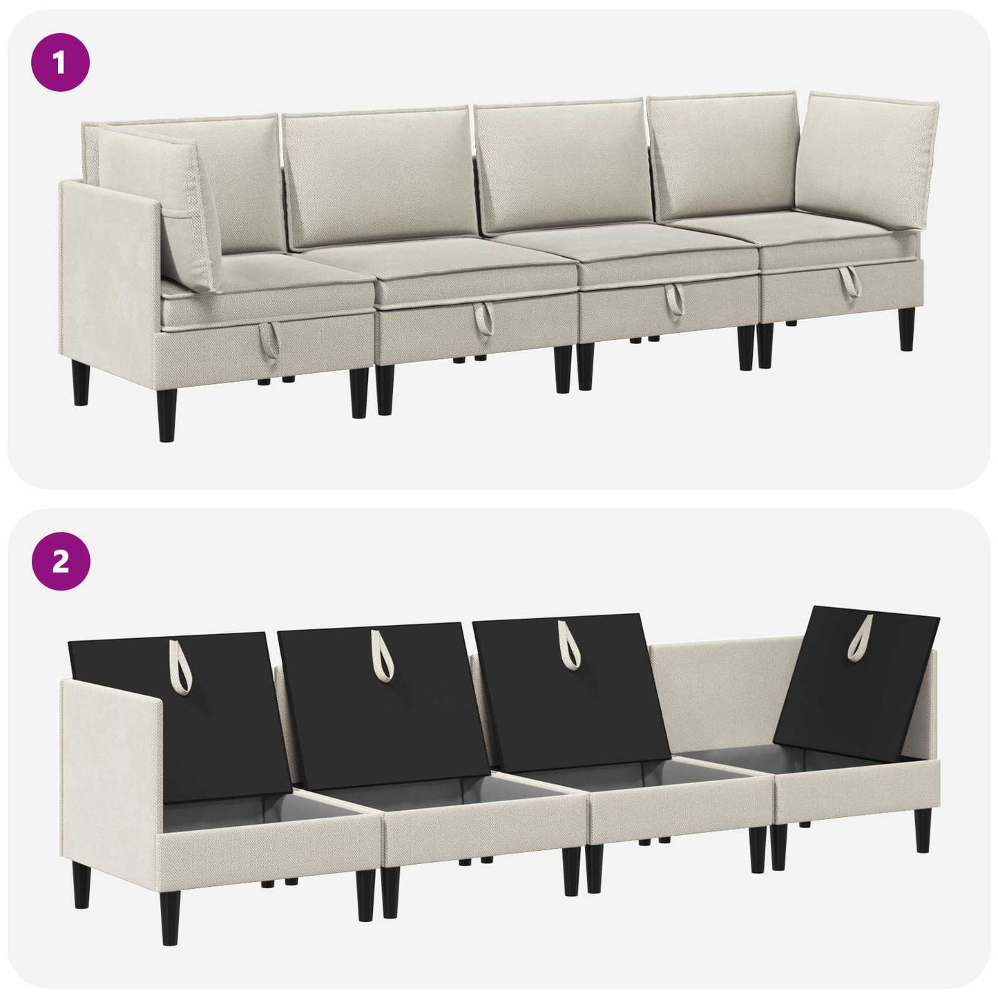 Woonkamer Meubelset 4 pcs Havermout Stof