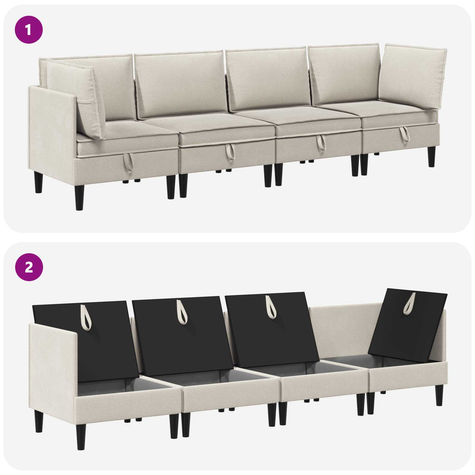 Woonkamer Meubelset 4 pcs Havermout Stof