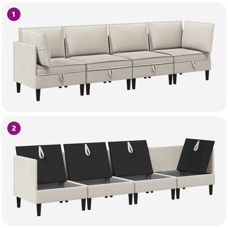 Woonkamer Meubelset 4 pcs Havermout Stof