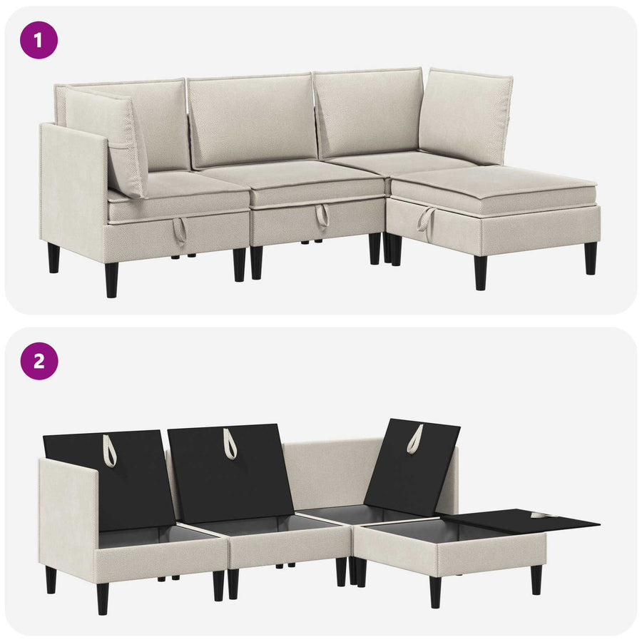 Woonkamer Meubelset 4 pcs Havermout Stof