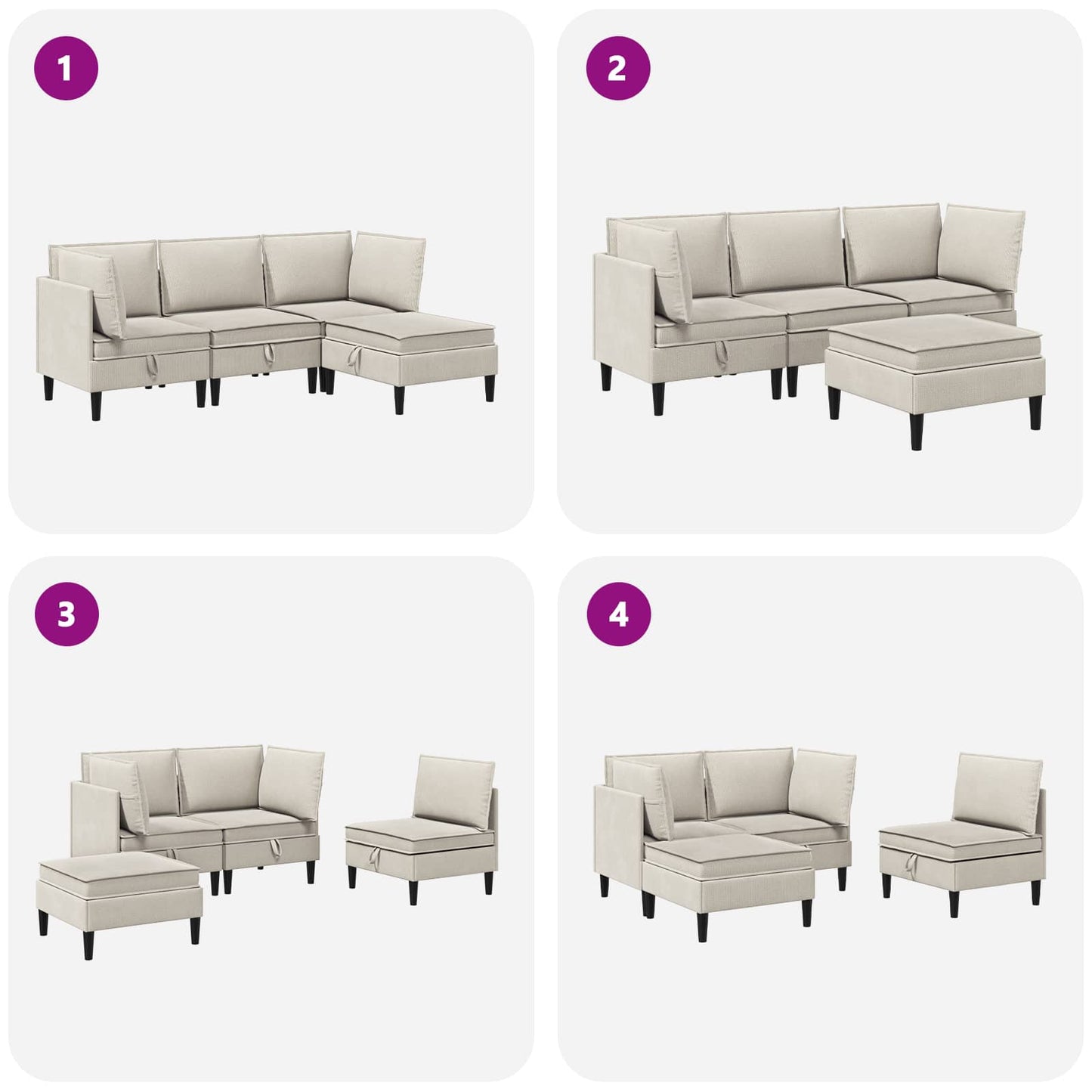 Woonkamer Meubelset 4 pcs Havermout Stof