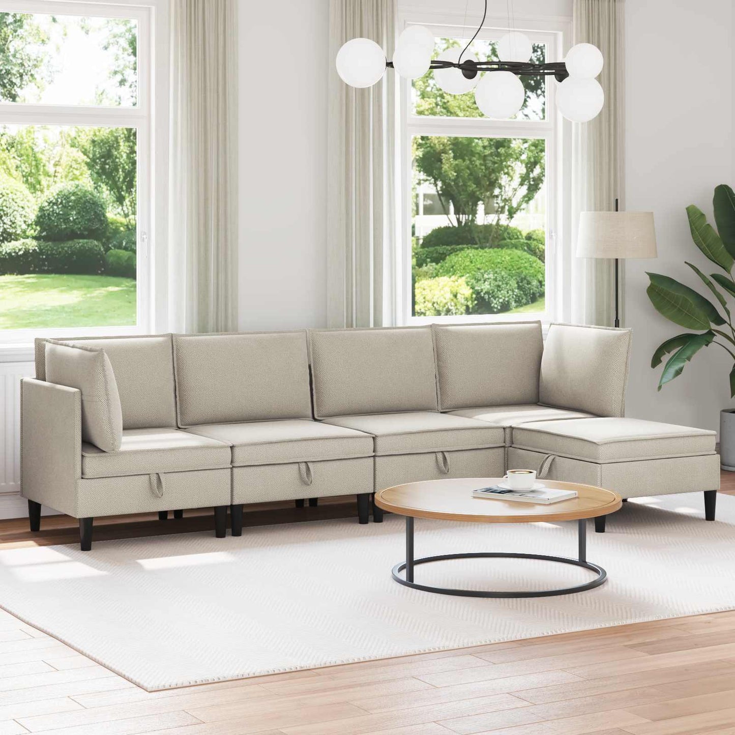 Woonkamer Meubelset 5 pcs Havermout Stof