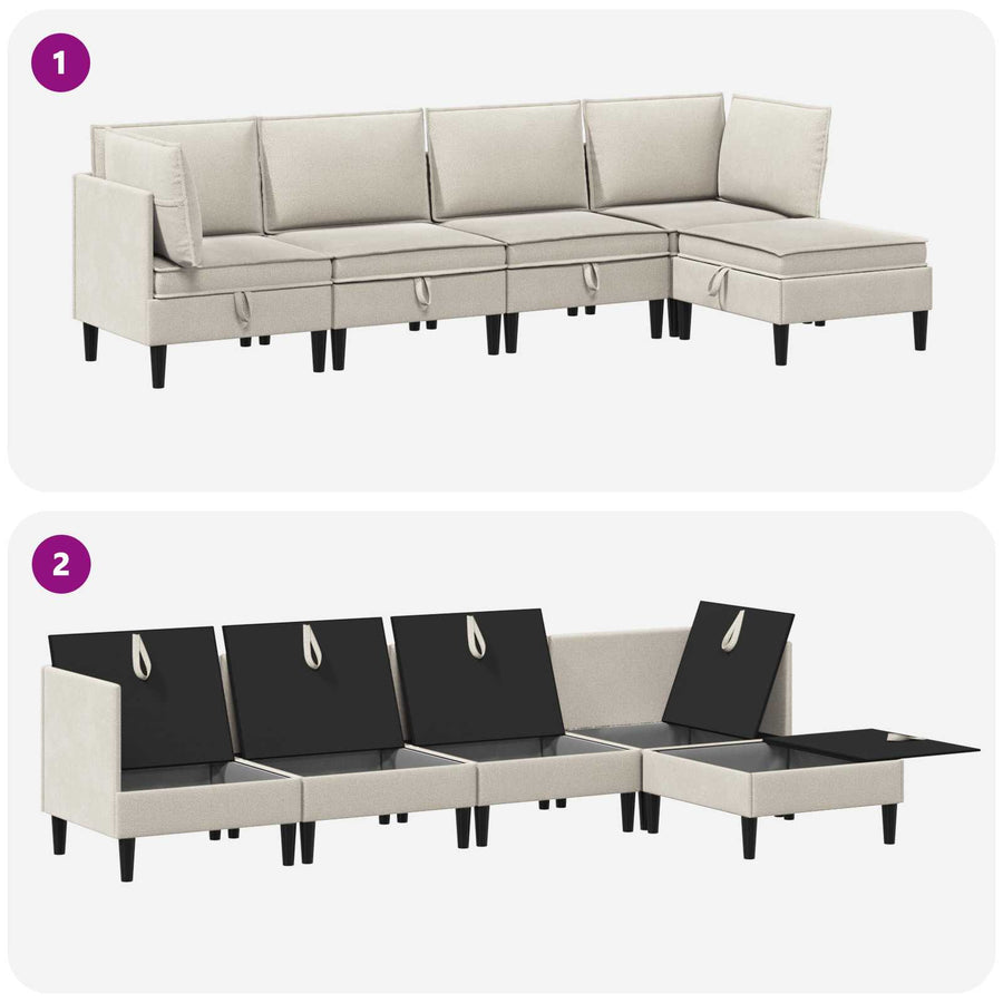 Woonkamer Meubelset 5 pcs Havermout Stof