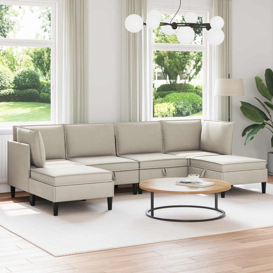 Woonkamer Meubelset 6 pcs Havermout Stof