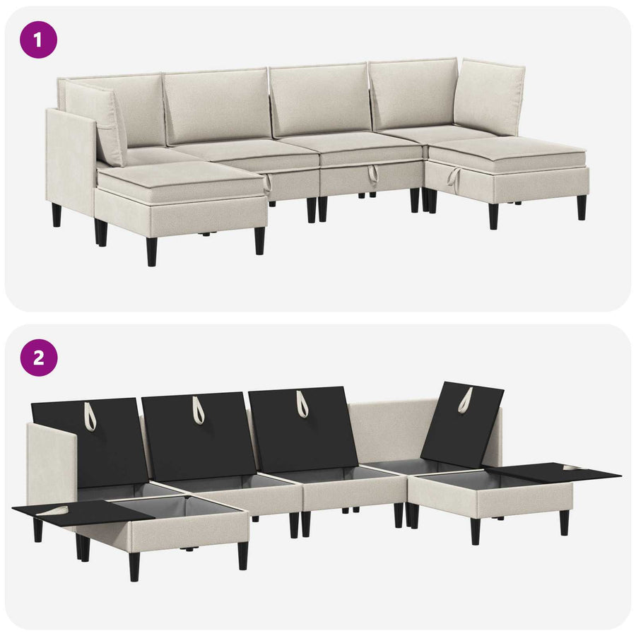 Woonkamer Meubelset 6 pcs Havermout Stof