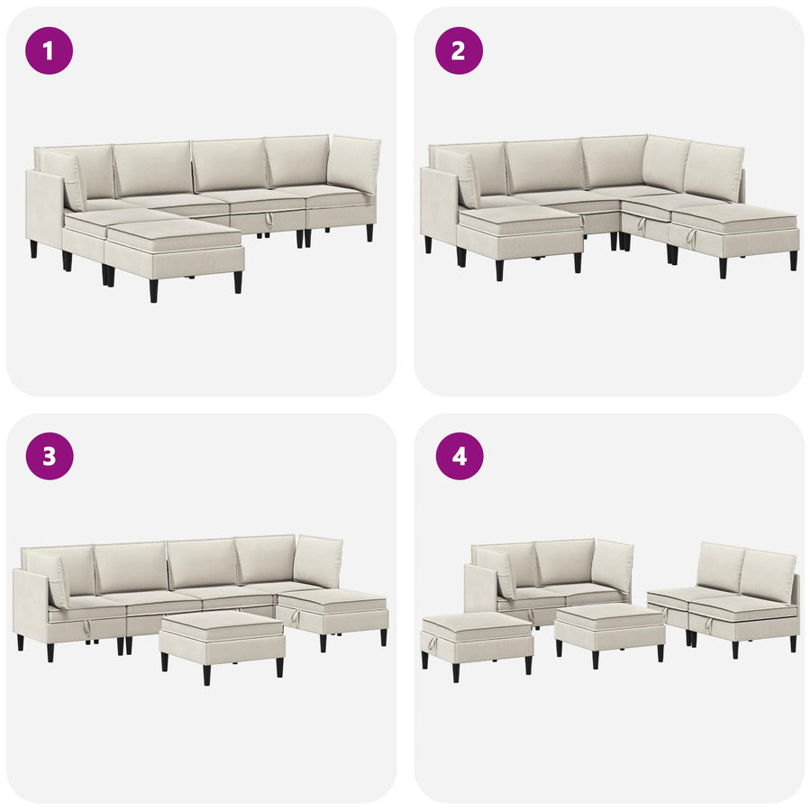 Woonkamer Meubelset 6 pcs Havermout Stof