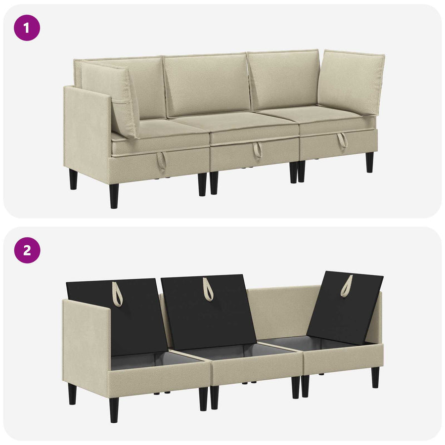 Woonkamer Meubelset 3 pcs Zand Stof