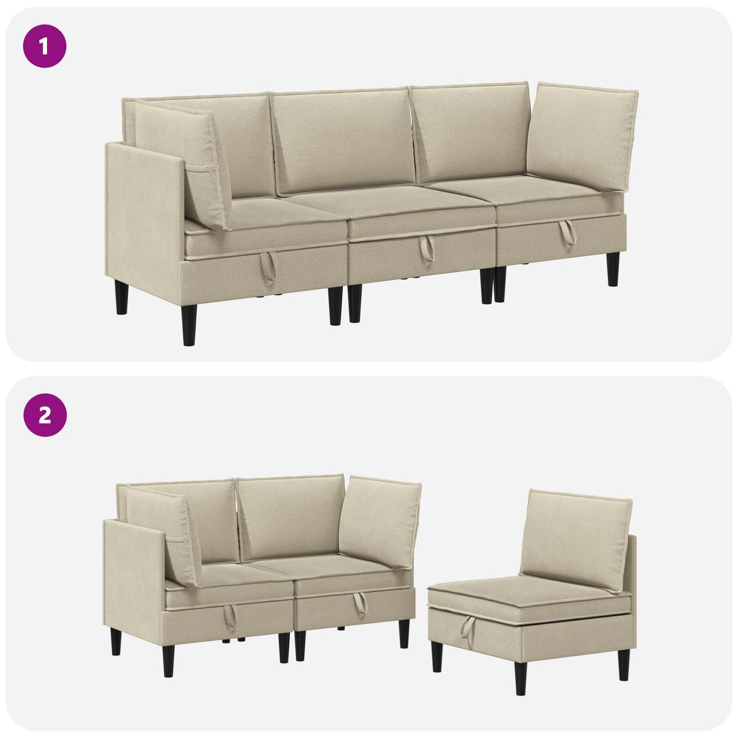 Woonkamer Meubelset 3 pcs Zand Stof