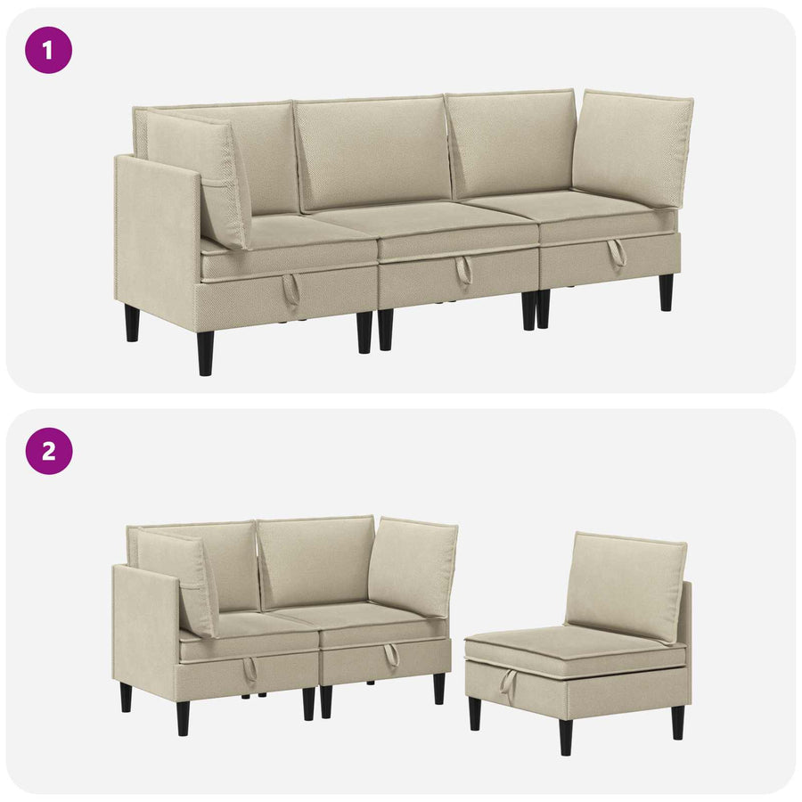 Woonkamer Meubelset 3 pcs Zand Stof