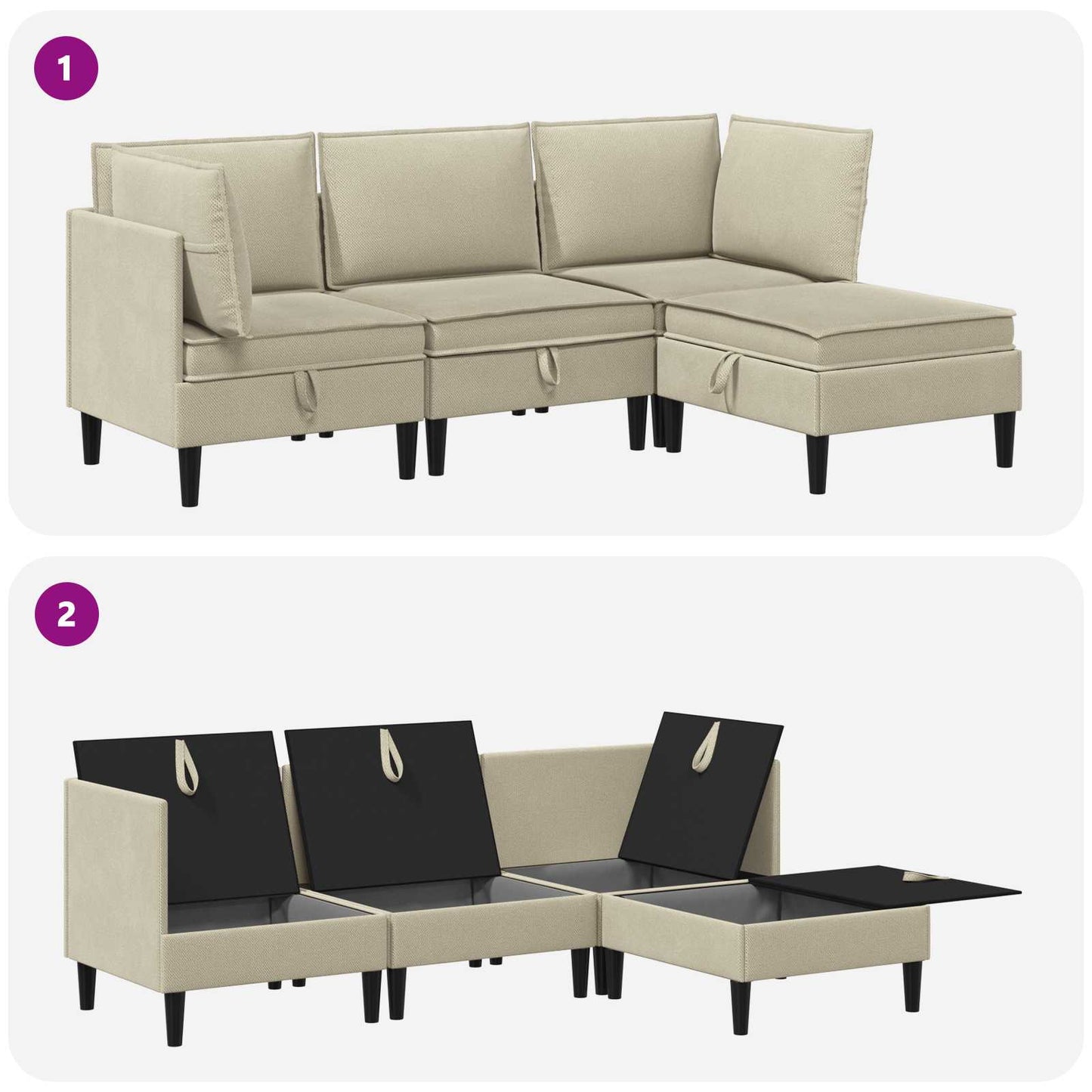 Woonkamer Meubelset 4 pcs Zand Stof