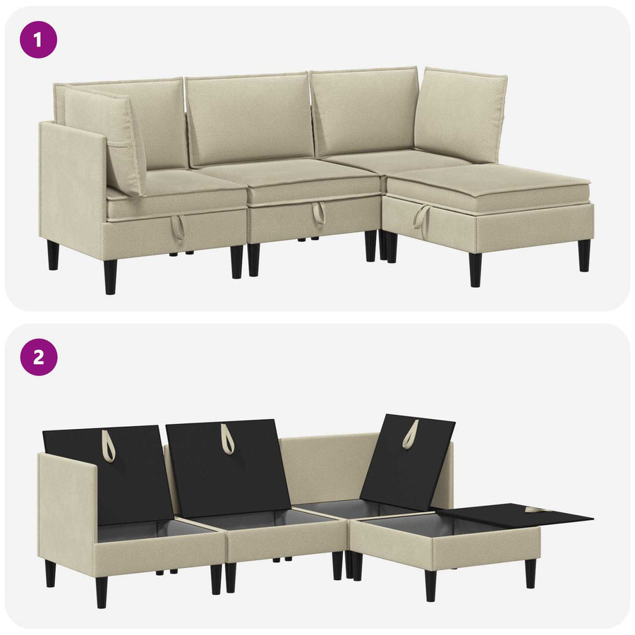 Woonkamer Meubelset 4 pcs Zand Stof
