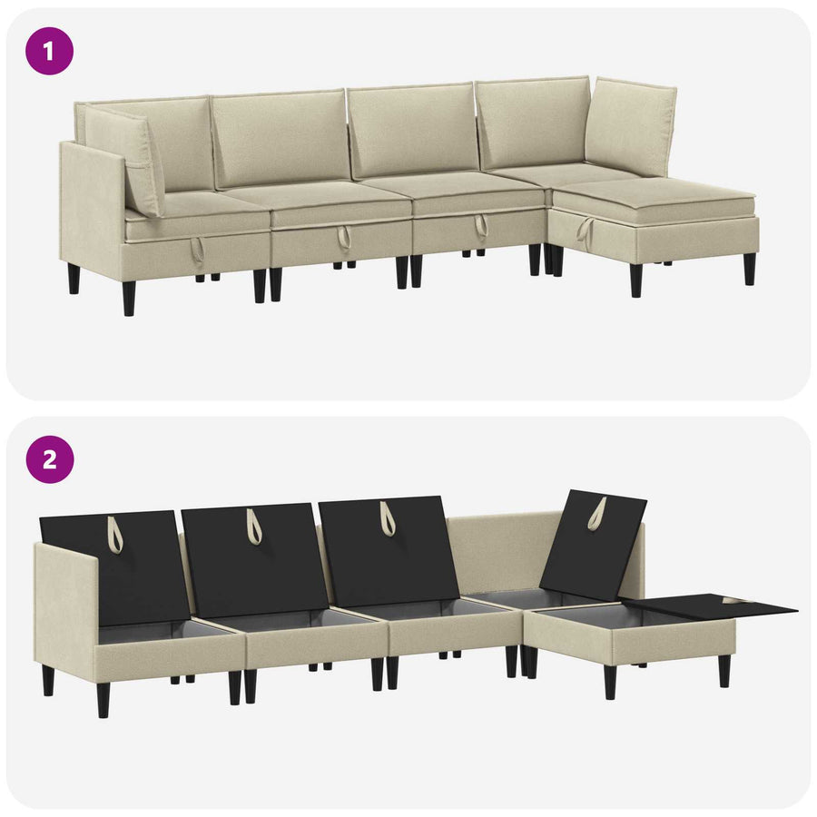 Woonkamer Meubelset 5 pcs Zand Stof