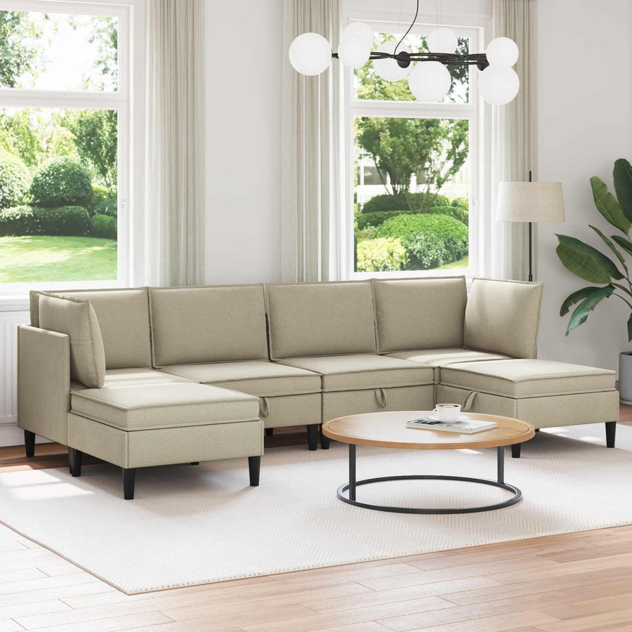 Woonkamer Meubelset 6 pcs Zand Stof