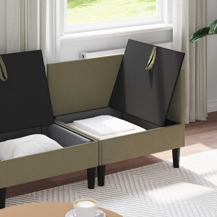 Woonkamer Meubelset 3 pcs Kaki Stof