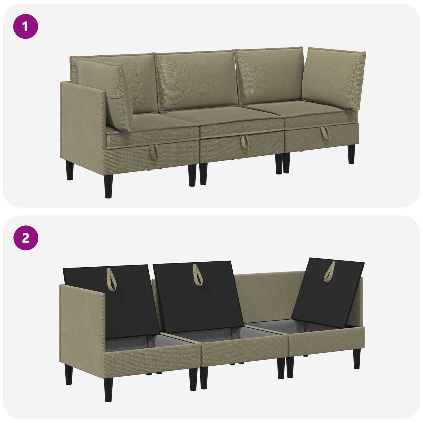 Woonkamer Meubelset 3 pcs Kaki Stof