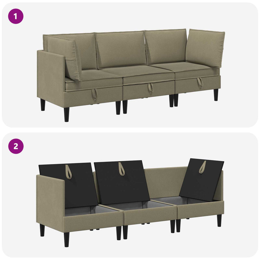 Woonkamer Meubelset 3 pcs Kaki Stof
