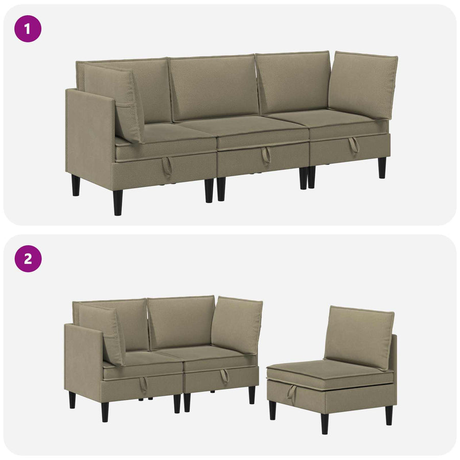 Woonkamer Meubelset 3 pcs Kaki Stof