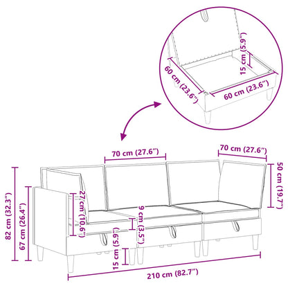 Woonkamer Meubelset 3 pcs Kaki Stof
