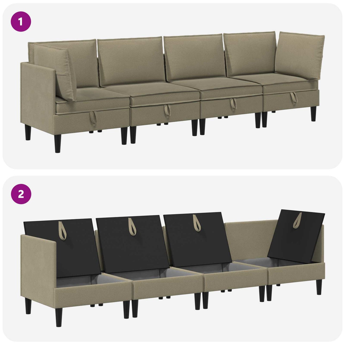 Woonkamer Meubelset 4 pcs Kaki Stof