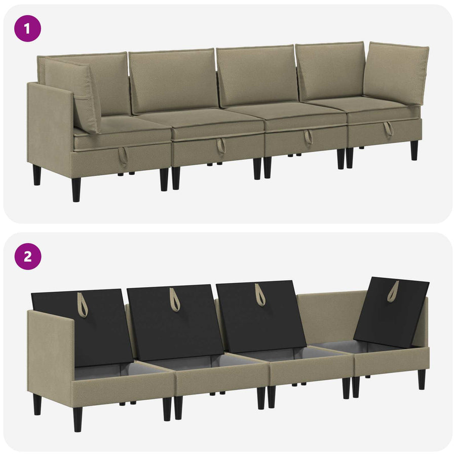 Woonkamer Meubelset 4 pcs Kaki Stof