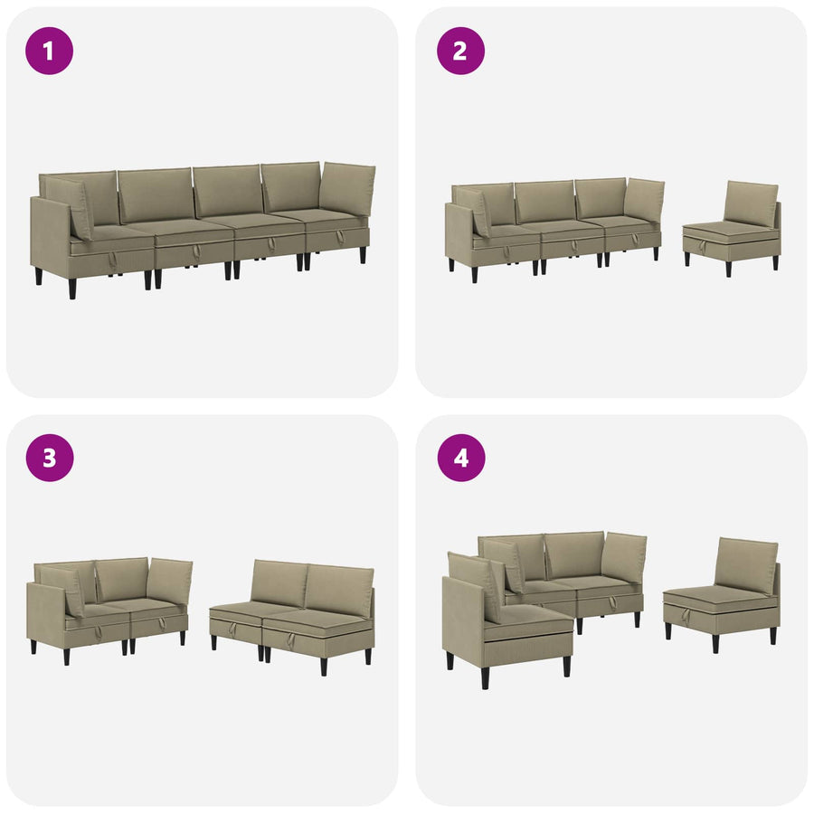 Woonkamer Meubelset 4 pcs Kaki Stof