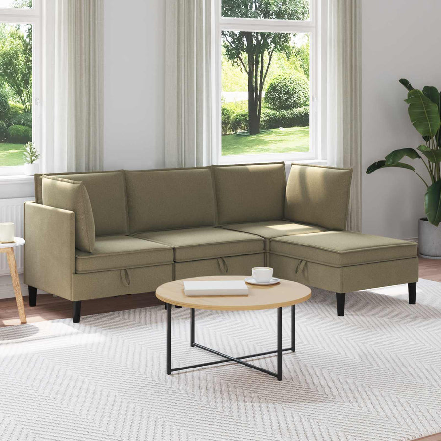 Woonkamer Meubelset 4 pcs Kaki Stof