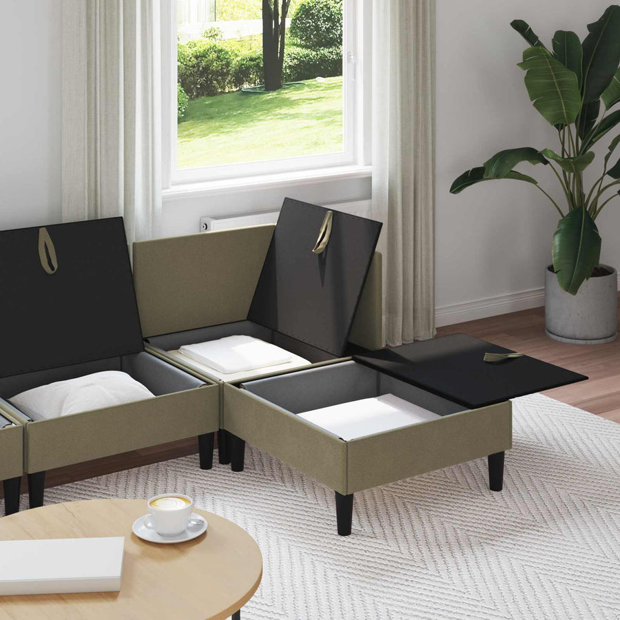 Woonkamer Meubelset 4 pcs Kaki Stof